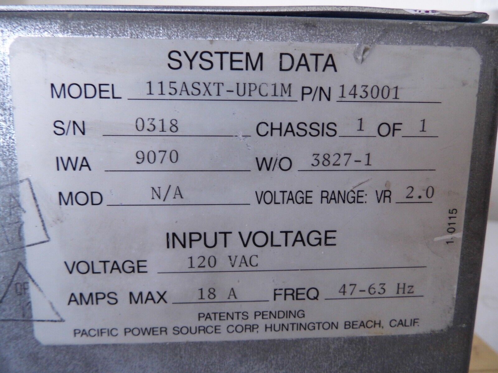 Pacific Power Source 115-ASXT-UPC1M AC Source **works but needs calibration** Pacific Power Source 115-ASXT-UPC1M AC Source **works but needs calibration**